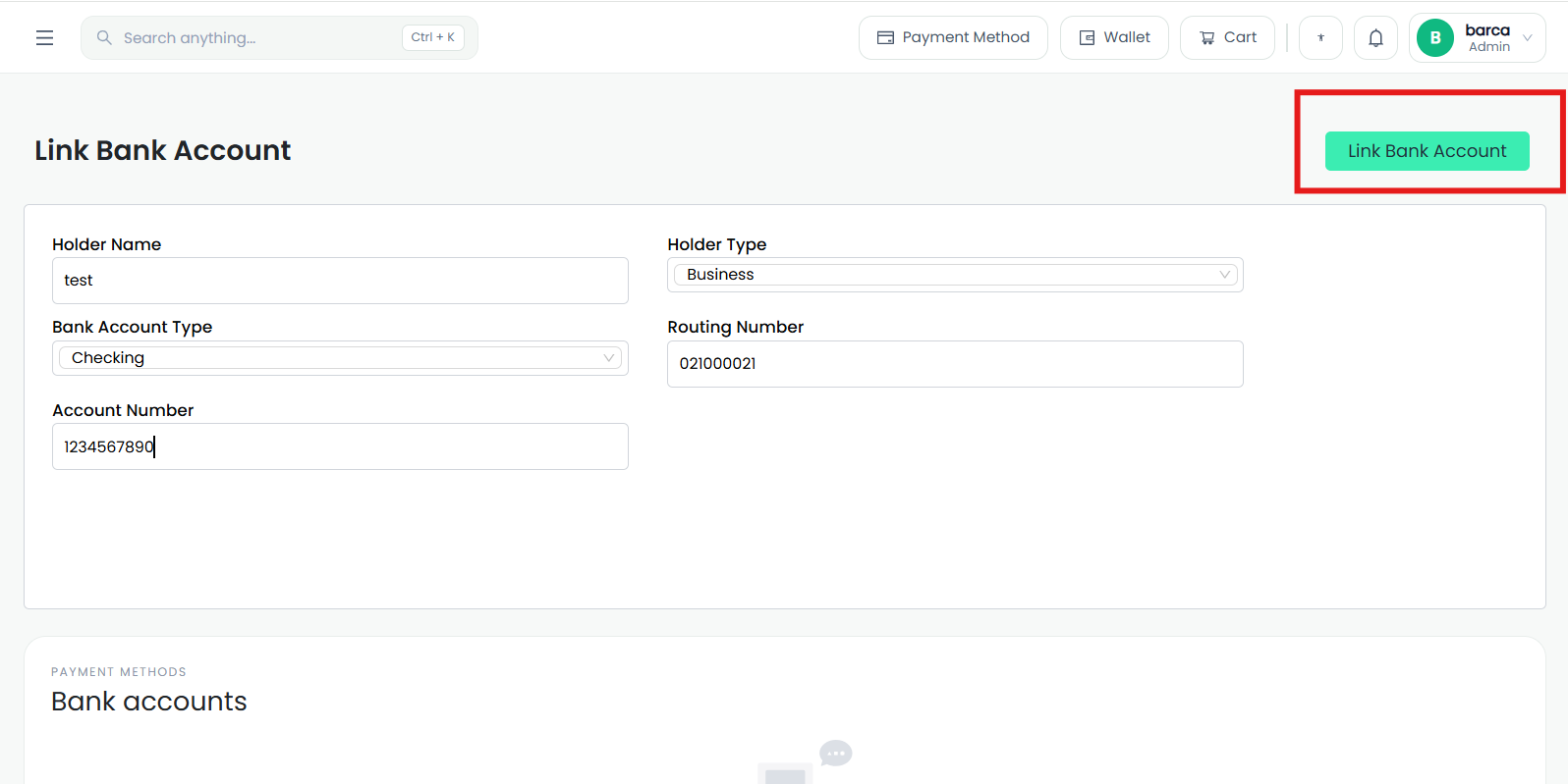 Complete Account Setup / Create Wallet