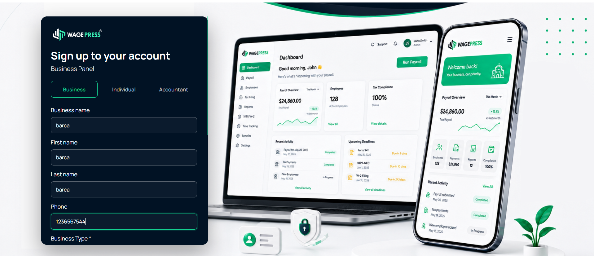 Signup (Business Registration)