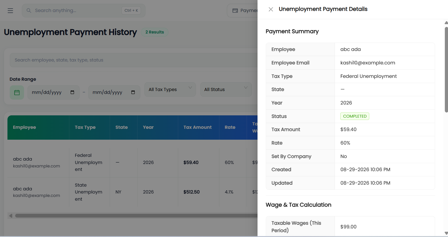 Unemployment Payment History